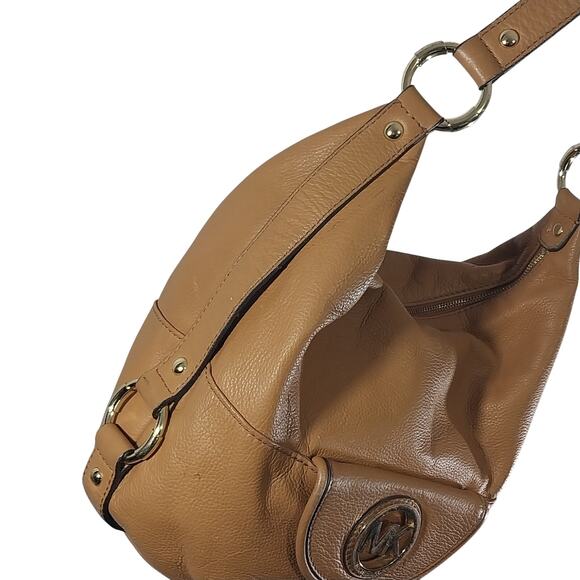 MICHAEL KORS! WARM PECAN BROWN/TAN PEBBLED GENUINE LEATHER HANDBAG, PURSE, BAG! - Picture 6 of 12